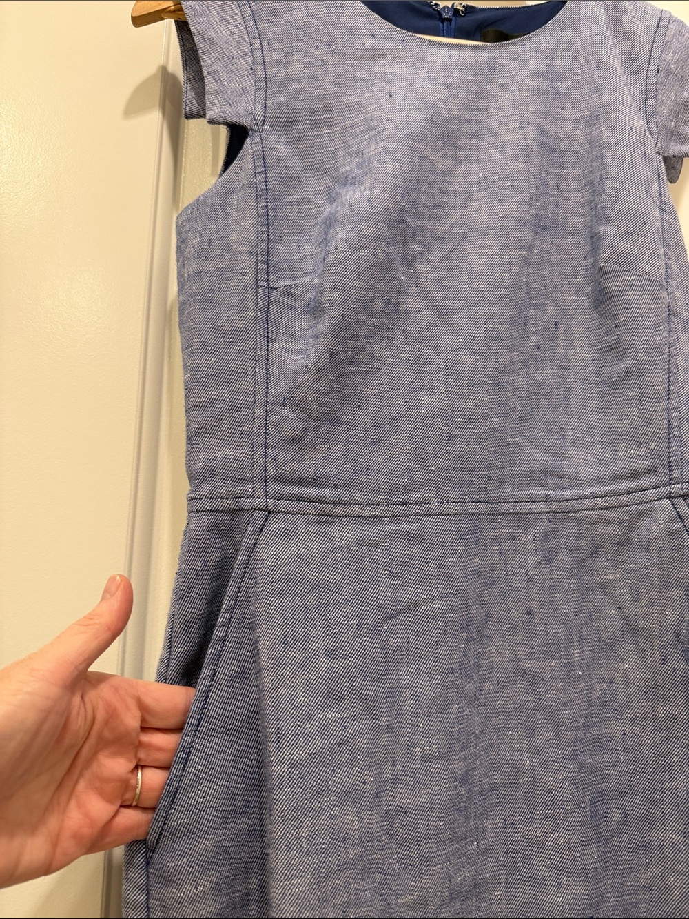 J. Crew Chambray Blue Sleeveless Midi Dress - Picture 3 of 10